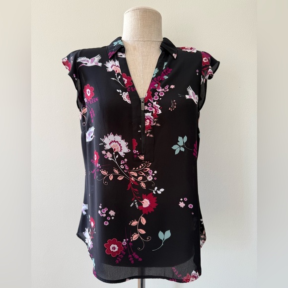 Candie's Tops - Candie's Black Floral Sleeveless Blouse